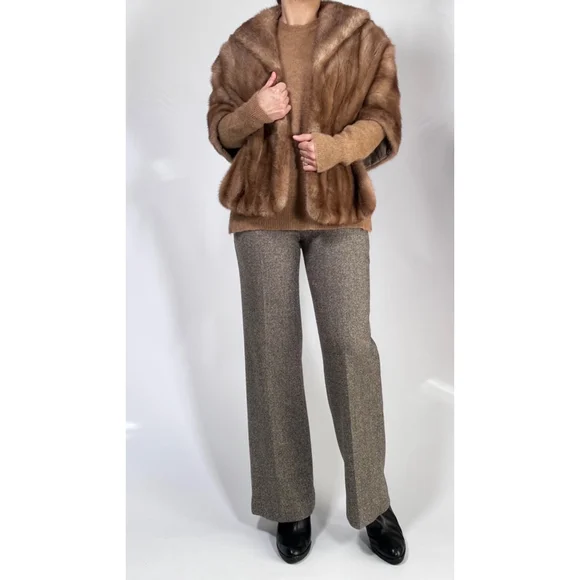 Roberts-Lories San Francisco Mink Stile Brown Fur Stole Cape OS - Picture 14 of 15